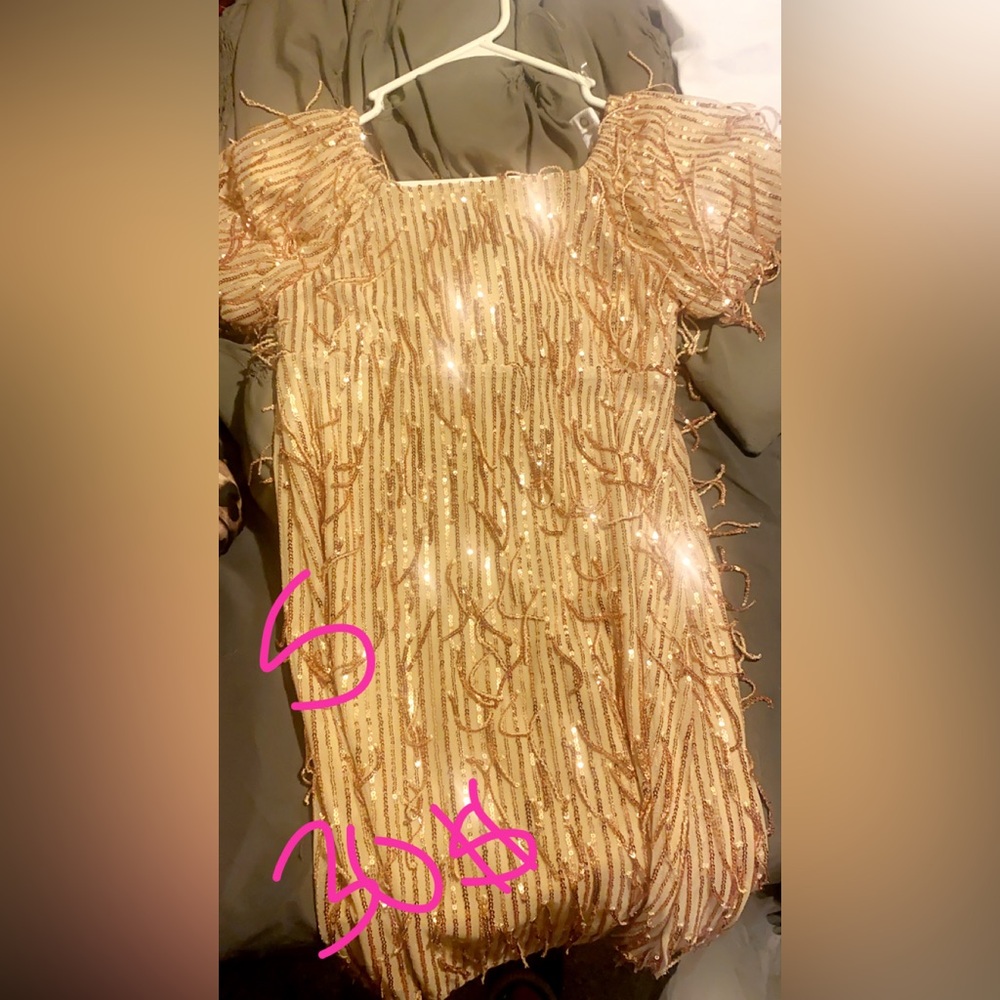 gold fringe dress